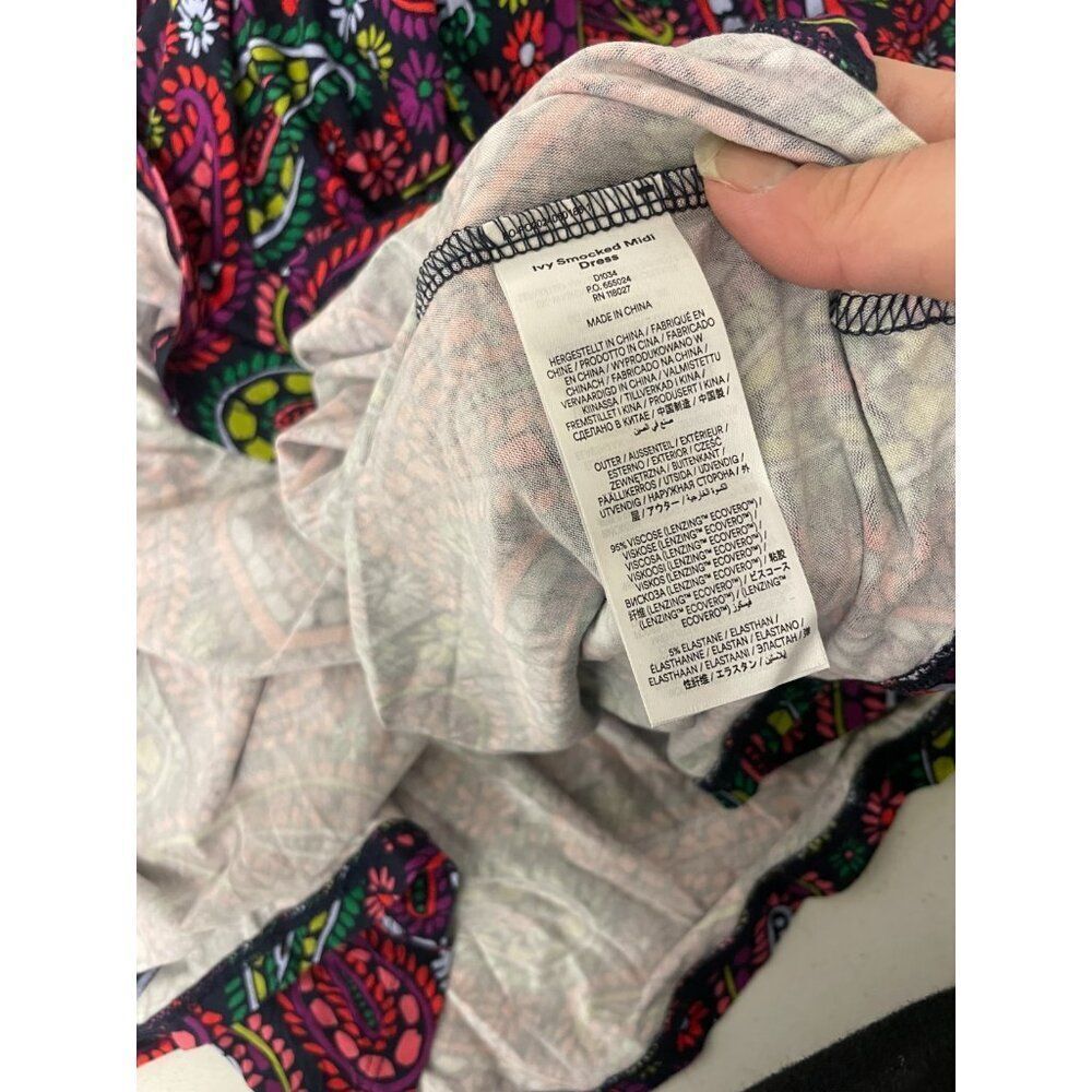 Boden Womens Dress Midi Paisley UK 10 US 6 Purple Ivy Smocked Vneck D1034 NWT - Picture 8 of 14